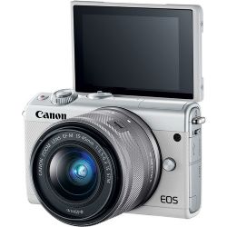 Canon EOS M100 Mirrorless Digital Camera with 15-45mm Lens (White)